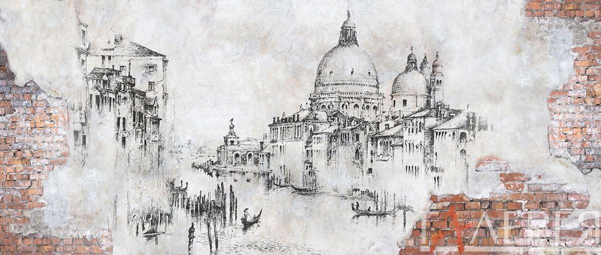 Италия, Венеция, кирпичная стена, рисунок, граффити
